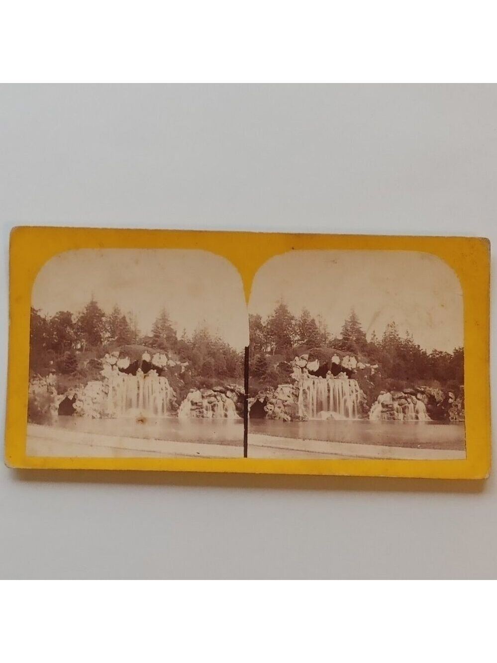 ANTIQUE Stereograph Card Bois de Boulogne the Grand Cascade